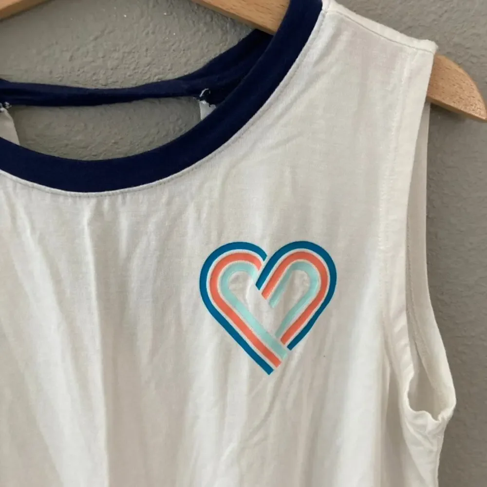 Old Navy Sleeveless Tie Front Heart Tee - White - Medium 8